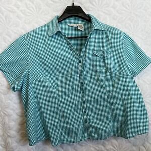 White Stag Blue White checkered Button Down Shirt size 3XL preowned excellent